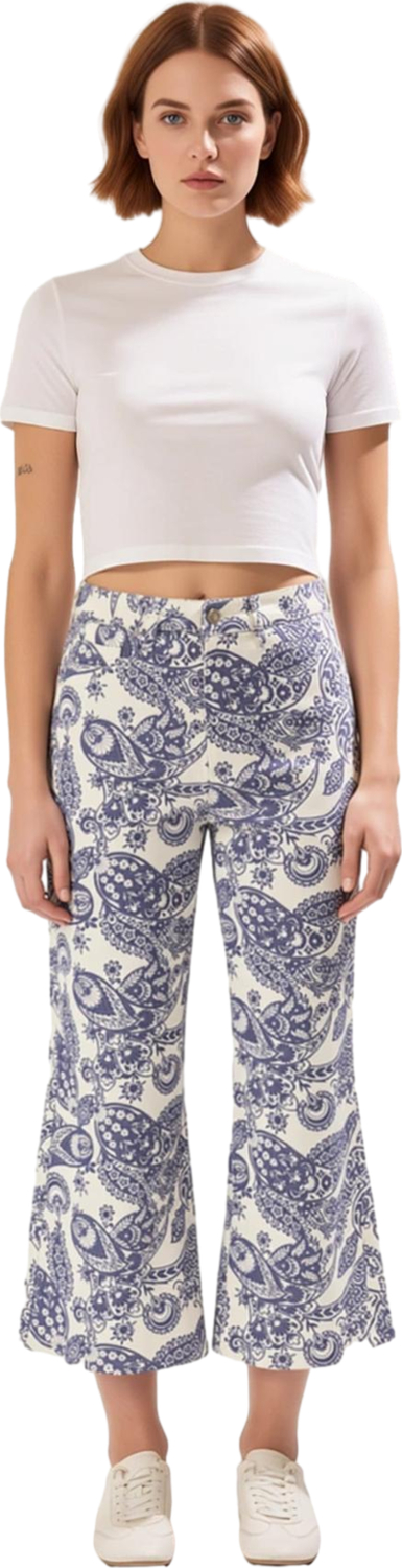 Kadın Etnik Desenli Culotte Denim Pantolon Fonksiyonel Dayanıklı Kaliteli Konforlu Estetik