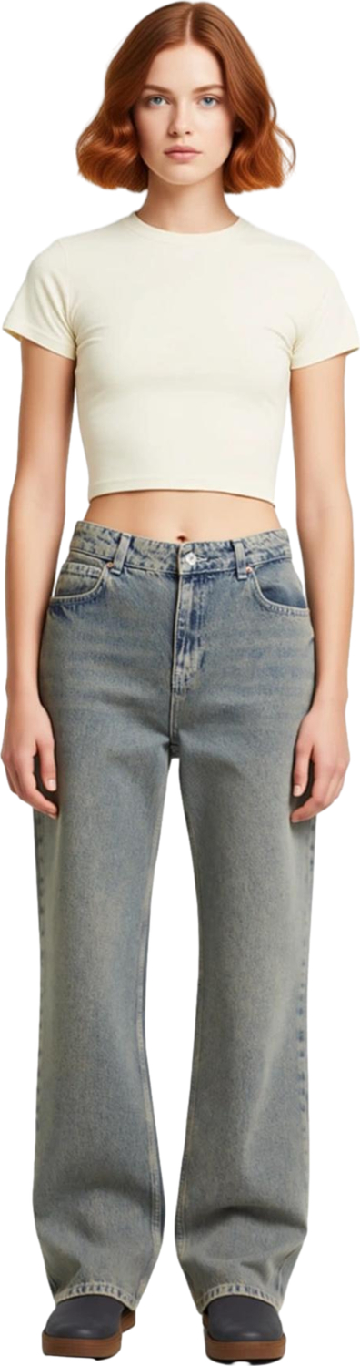 Kadın Yüksek Bel Geniş Paça Vintage Jean Pantolon Fonksiyonel Dayanıklı Kaliteli Konforlu Şık