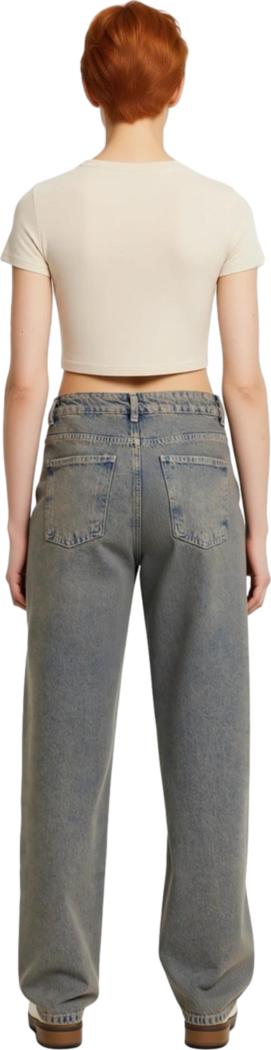 Kadın Yüksek Bel Geniş Paça Vintage Jean Pantolon Fonksiyonel Dayanıklı Kaliteli Konforlu Şık