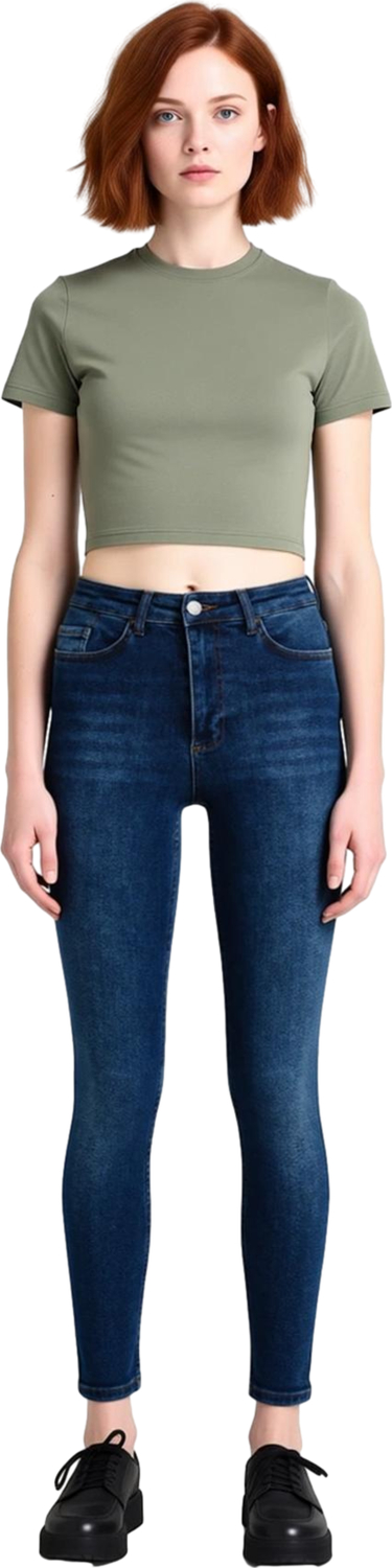 Kadın Vücudu Saran Yüksek Bel Dar Paça Denim Pantolon Fonksiyonel Dayanıklı Kaliteli Rahat