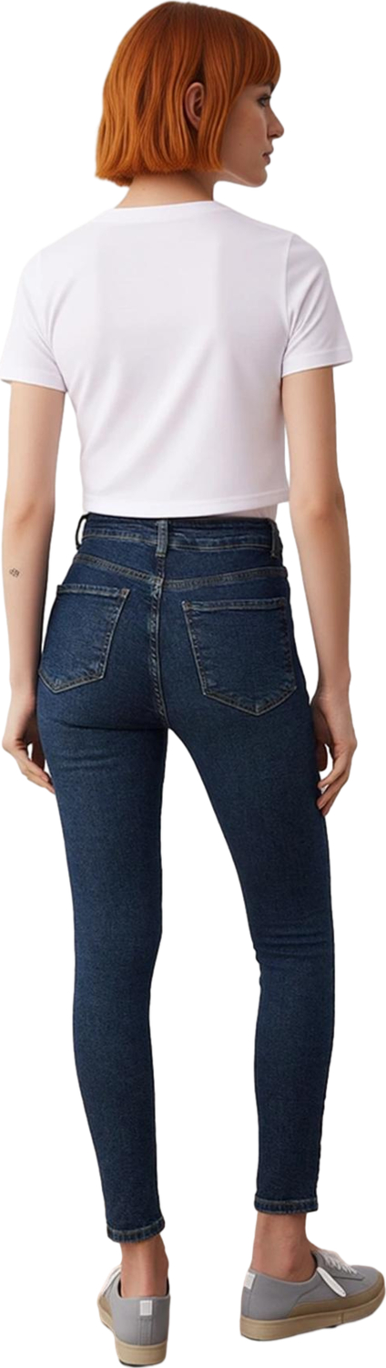 Kadın Vücudu Saran Yüksek Bel Dar Paça Denim Pantolon Fonksiyonel Dayanıklı Kaliteli Rahat