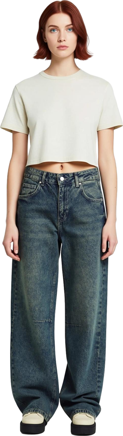 Kadın Barrel Kesim Dikiş Detaylı Denim Pantolon Fonksiyonel Dayanıklı Kaliteli Konforlu Şık
