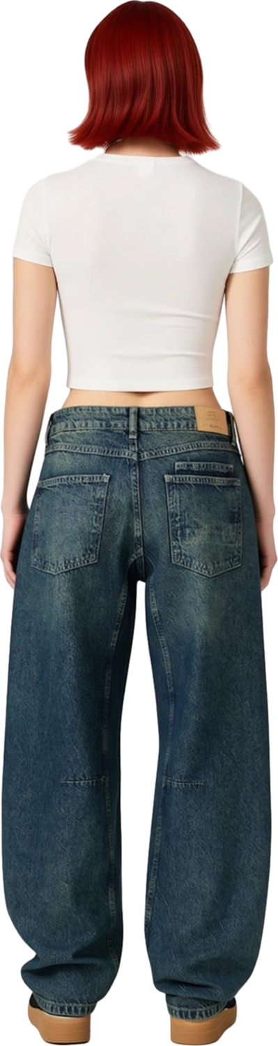 Kadın Barrel Kesim Dikiş Detaylı Denim Pantolon Fonksiyonel Dayanıklı Kaliteli Konforlu Şık