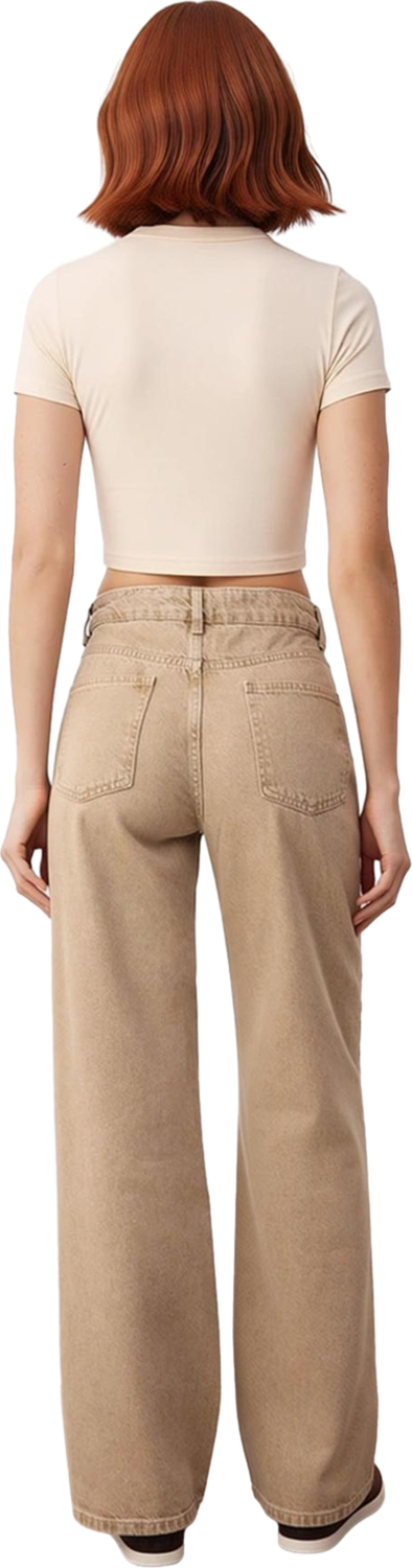 Kadın Yüksek Bel Geniş Bacak Denim Pantolon Fonksiyonel Dayanıklı Kaliteli Konforlu Modern
