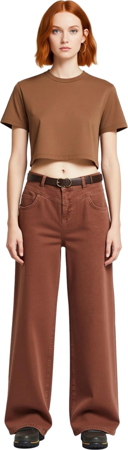 Kadın Düz Kesim Wide Leg Kot Pantolon Kemer Aksesuarlı Fonksiyonel Dayanıklı Kaliteli Spor