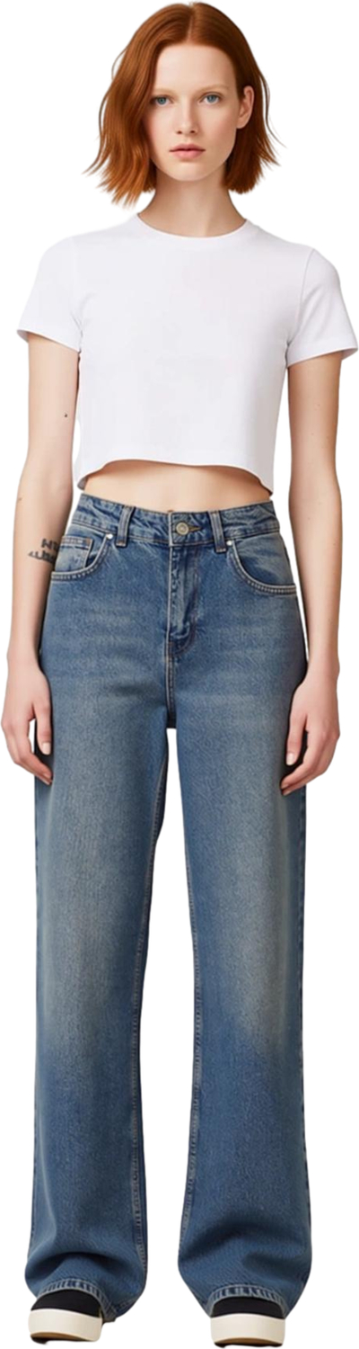 Kadın Wide Leg Esnek Denim Pantolon Fonksiyonel Dayanıklı Kaliteli Konforlu Estetik Modern