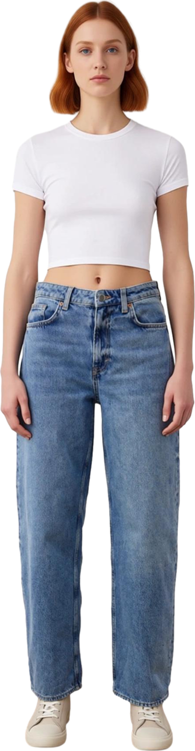 Kadın Yüksek Bel Bol Kesim Denim Pantolon Fonksiyonel Dayanıklı Kaliteli Konforlu Estetik Şık