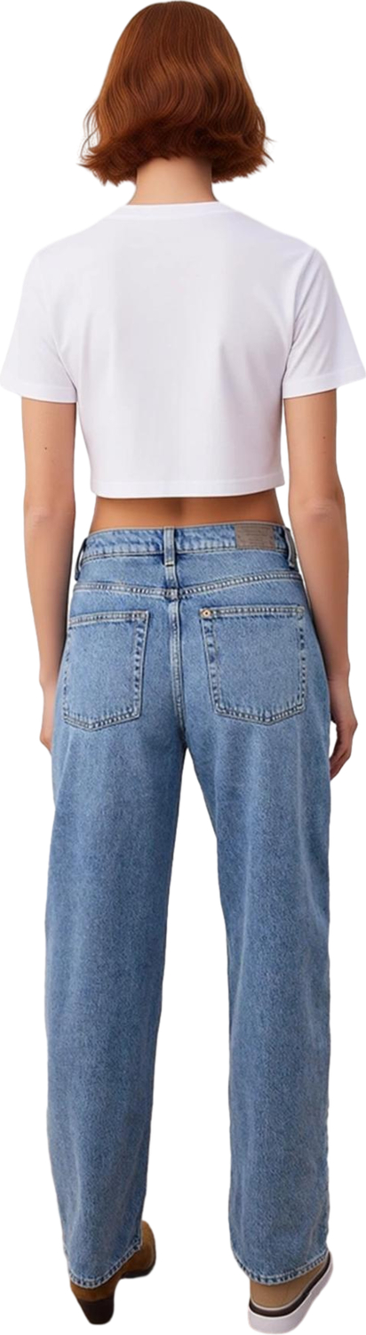 Kadın Yüksek Bel Bol Kesim Denim Pantolon Fonksiyonel Dayanıklı Kaliteli Konforlu Estetik Şık
