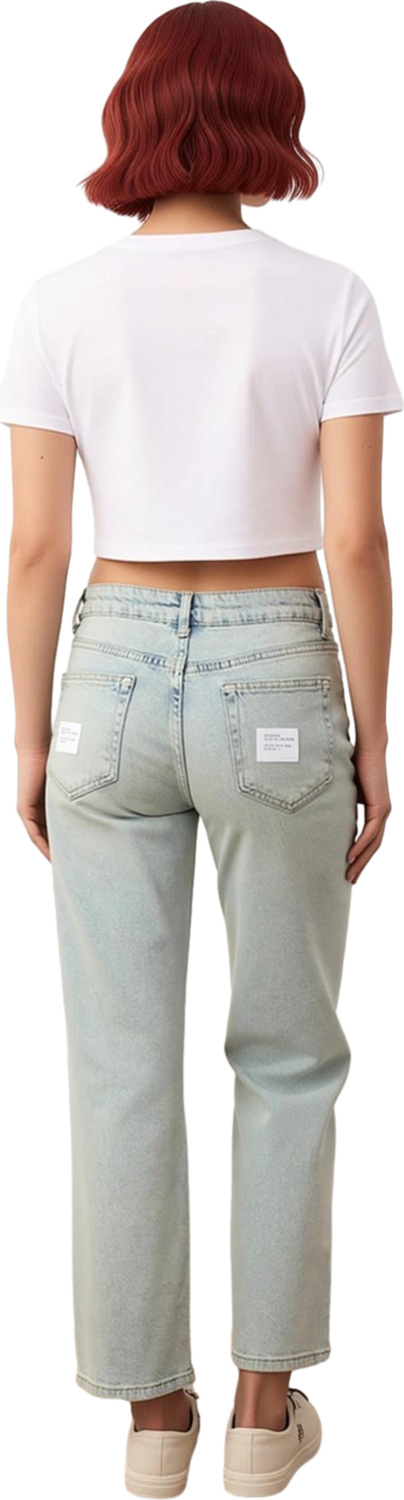 Kadın Açık Düz Kesim Denim Pantolon Fonksiyonel Dayanıklı Kaliteli Konforlu Estetik Modern