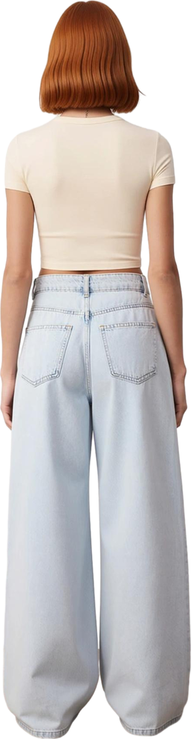 Kadın Açık Geniş Paça Dikişli Denim Pantolon Fonksiyonel Dayanıklı Kaliteli Konforlu Rahat