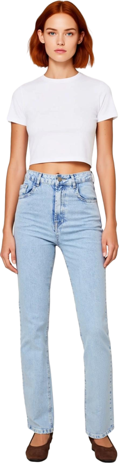 Kadın Açık Yüksek Bel Straight Kesim Jean Pantolon Fonksiyonel Dayanıklı Kaliteli Konforlu