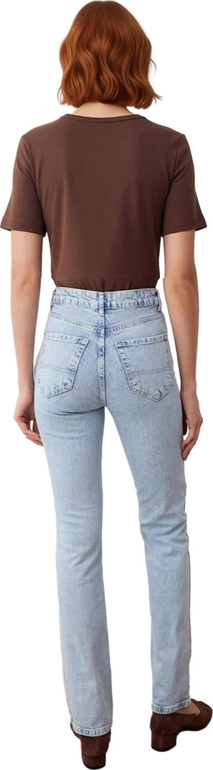 Kadın Açık Yüksek Bel Straight Kesim Jean Pantolon Fonksiyonel Dayanıklı Kaliteli Konforlu