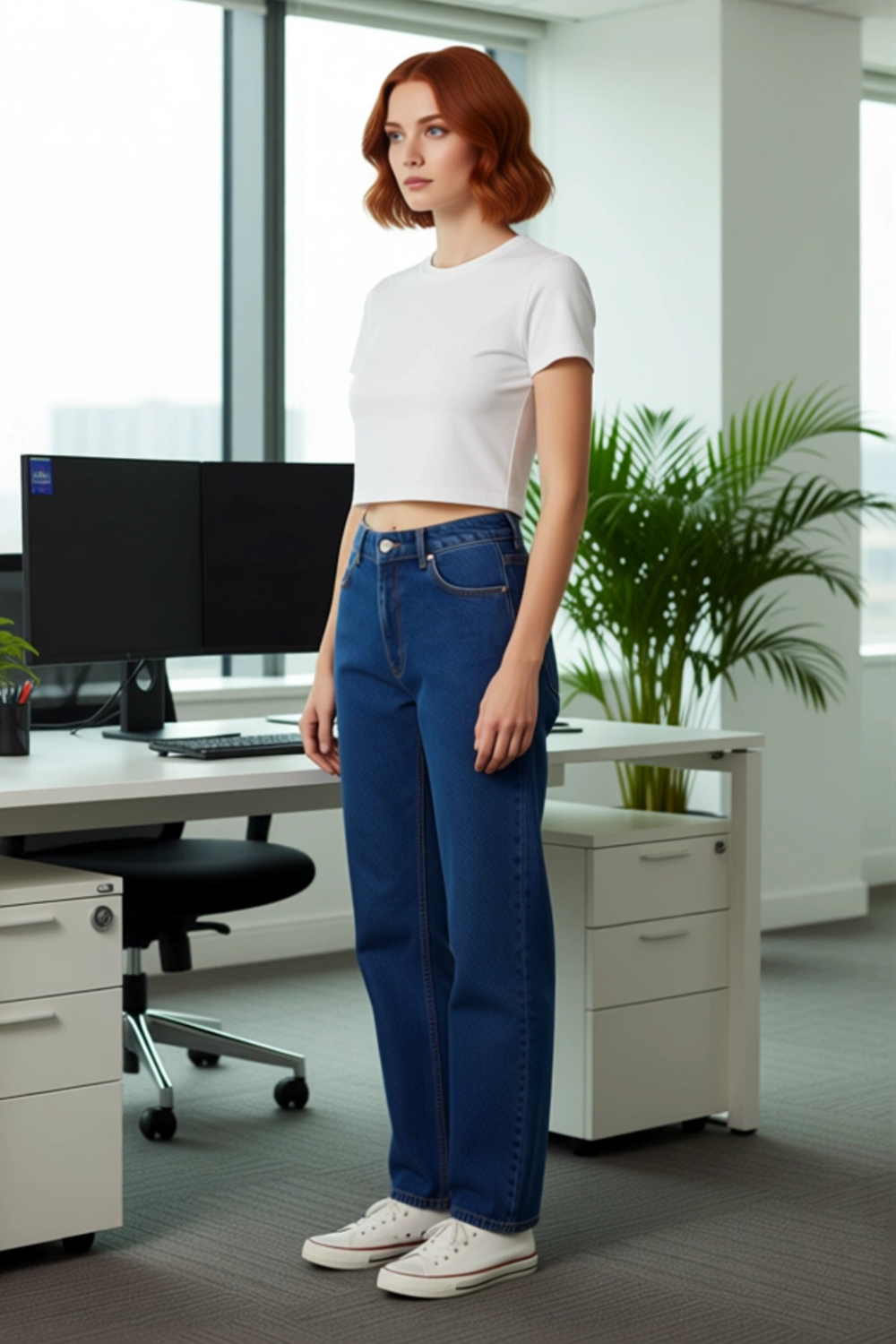 Kadın Yüksek Bel Straight Fit Jean Pantolon Fonksiyonel Dayanıklı Kaliteli Konforlu Modern