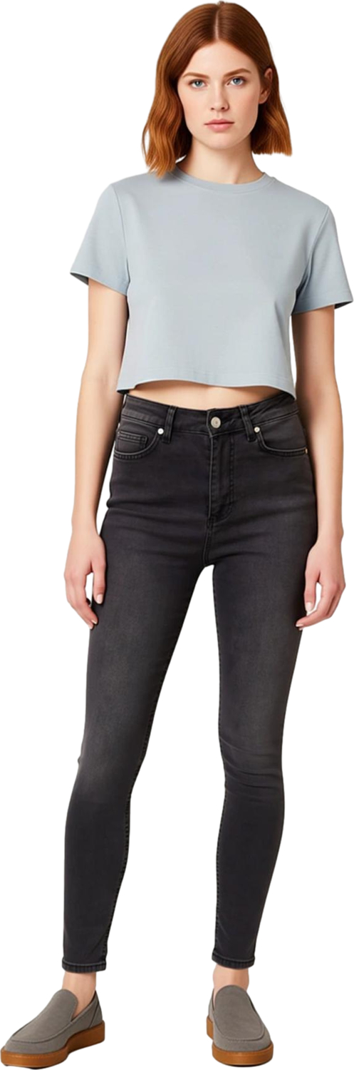 Kadın Yüksek Bel Dar Kesim Denim Pantolon Fonksiyonel Dayanıklı Kaliteli Konforlu Estetik Şık