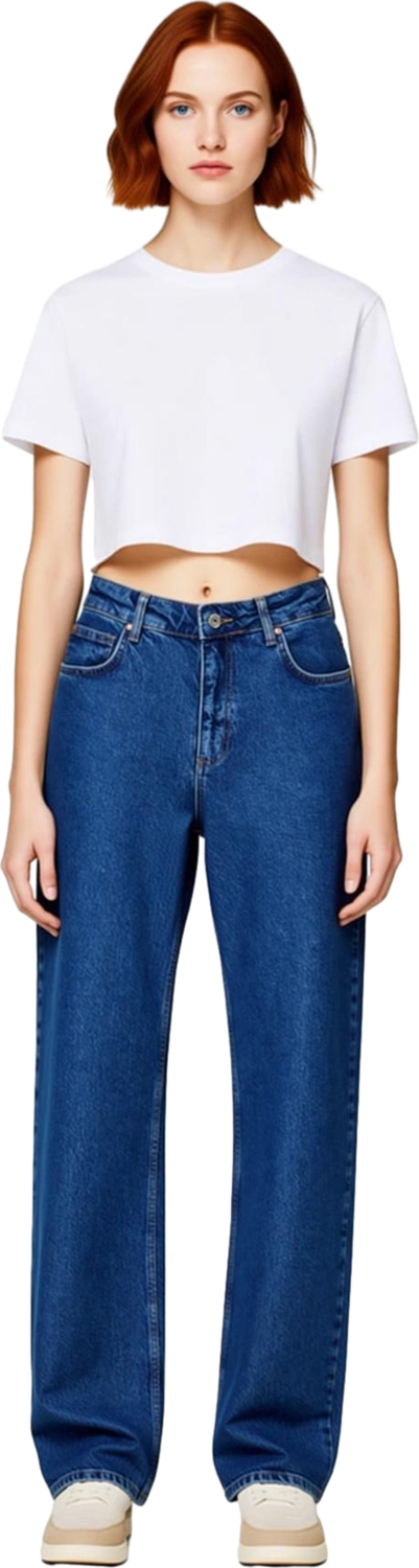 Kadın Comfort Fit Yüksek Bel Geniş Paça Kot Pantolon Fonksiyonel Dayanıklı Kaliteli Modern