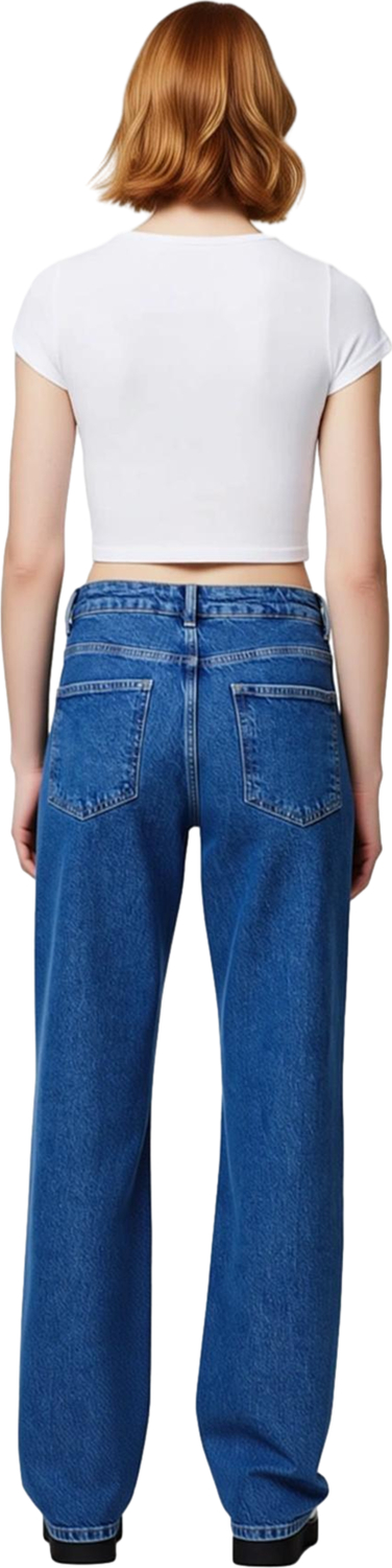 Kadın Comfort Fit Yüksek Bel Geniş Paça Kot Pantolon Fonksiyonel Dayanıklı Kaliteli Modern