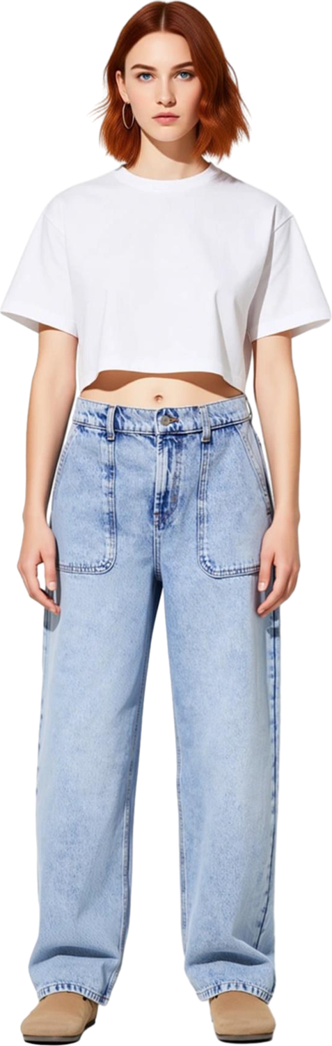 Kadın Açık Cep Detaylı Bol Kesim Denim Pantolon Fonksiyonel Dayanıklı Kaliteli Konforlu Şık