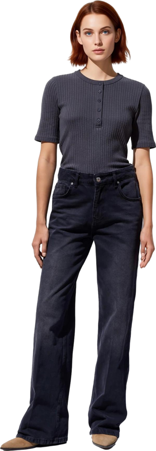 Kadın Wide Leg Denim Pantolon Normal Bel Fonksiyonel Dayanıklı Kaliteli Konforlu Estetik Şık