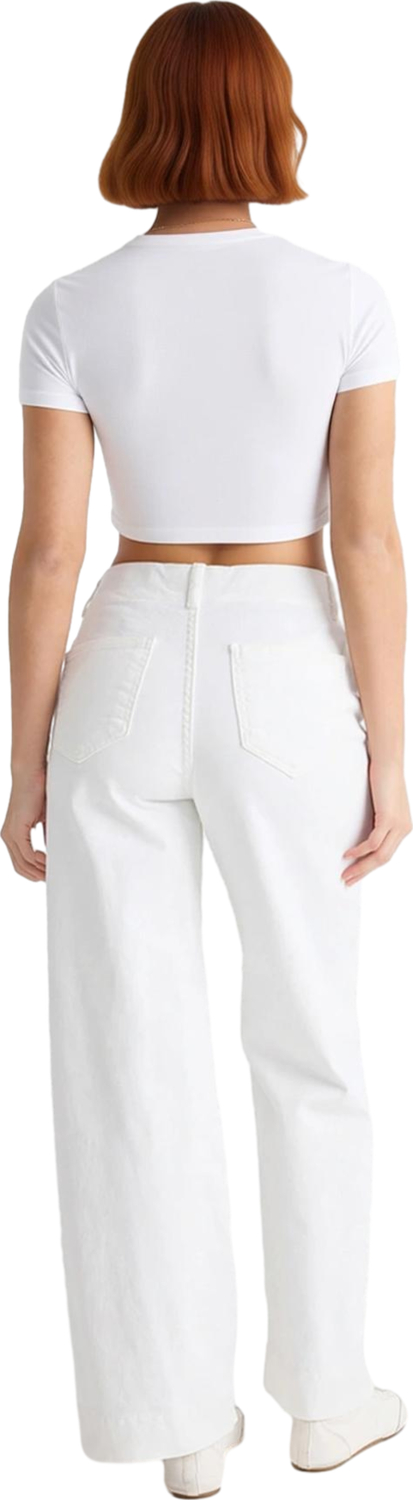 Kadın Wide Leg Düğmeli Denim Pantolon Fonksiyonel Dayanıklı Kaliteli Konforlu Estetik Spor