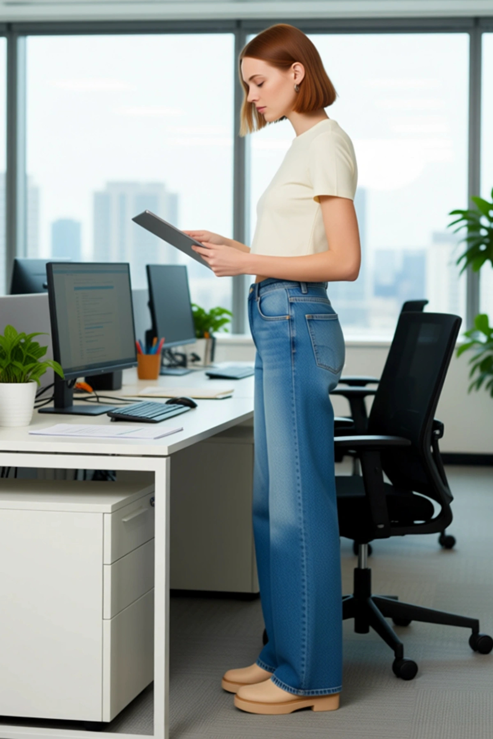 Genç Kadın Wide Leg Denim Pantolon Fonksiyonel Dayanıklı Kaliteli Konforlu Estetik Premium