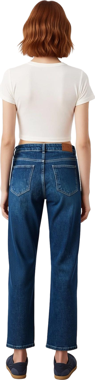 Kadın Yüksek Bel Straight Fit Denim Jean Fonksiyonel Dayanıklı Kaliteli Konforlu Estetik Şık
