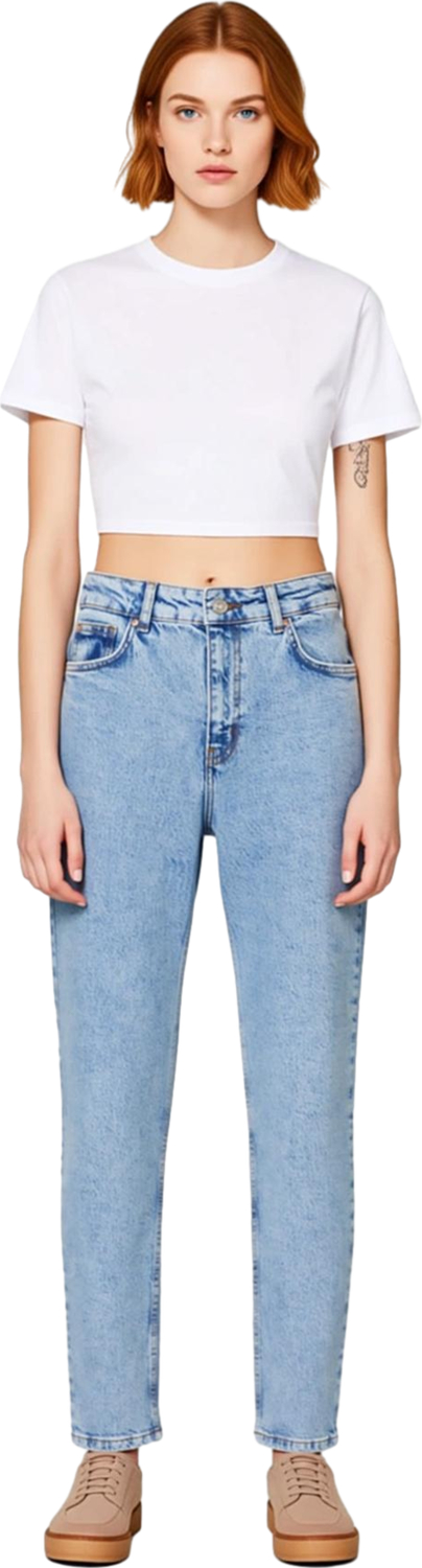 Kadın Açık Mom Kesim Yüksek Bel Jean Pantolon Fonksiyonel Dayanıklı Kaliteli Konforlu Spor