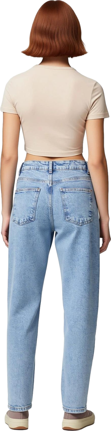 Kadın Açık Mom Kesim Yüksek Bel Jean Pantolon Fonksiyonel Dayanıklı Kaliteli Konforlu Spor