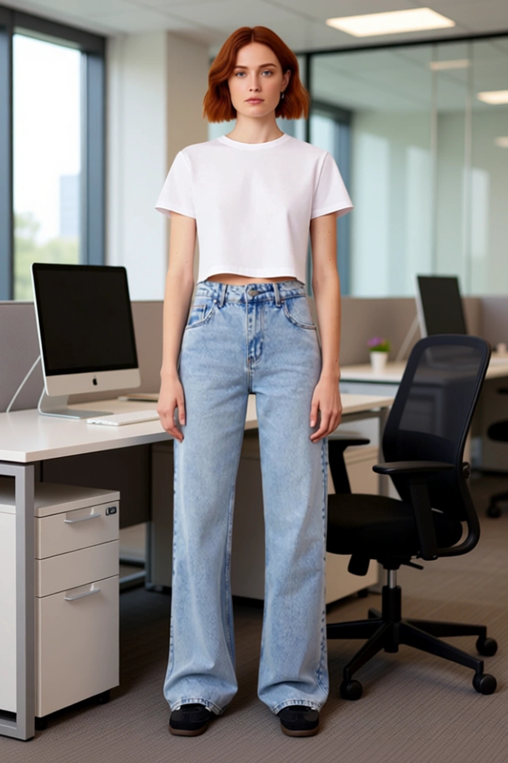 Kadın Açık Denim Wide Leg Pantolon Yüksek Bel Fonksiyonel Dayanıklı Kaliteli Konforlu Spor