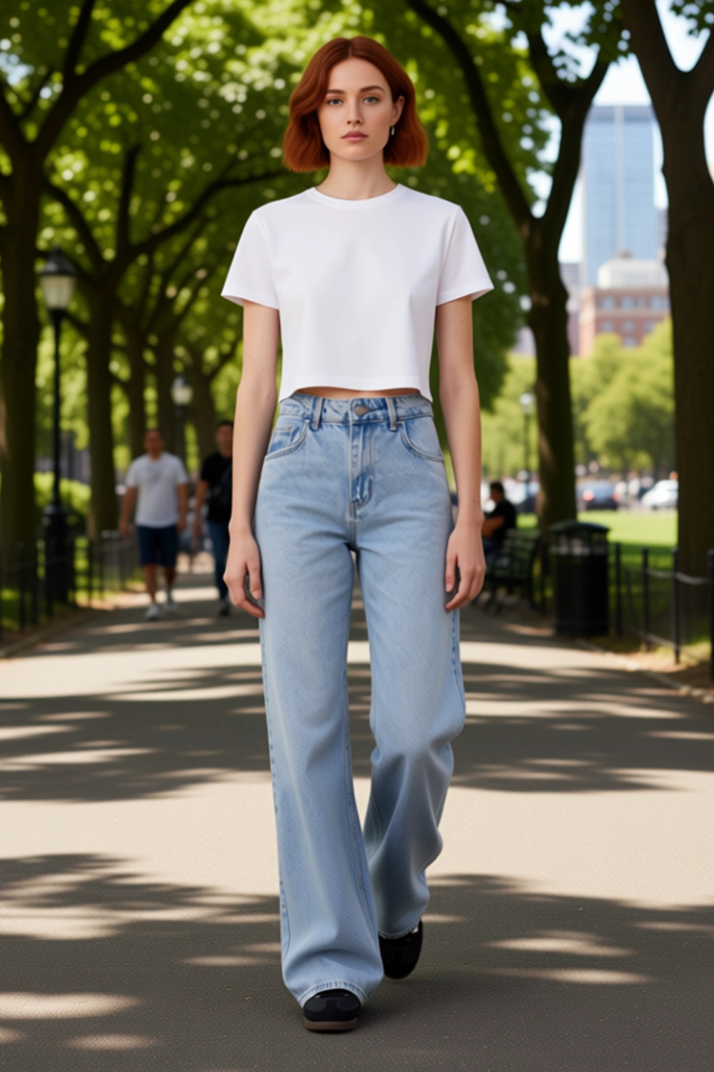Kadın Açık Denim Wide Leg Pantolon Yüksek Bel Fonksiyonel Dayanıklı Kaliteli Konforlu Spor