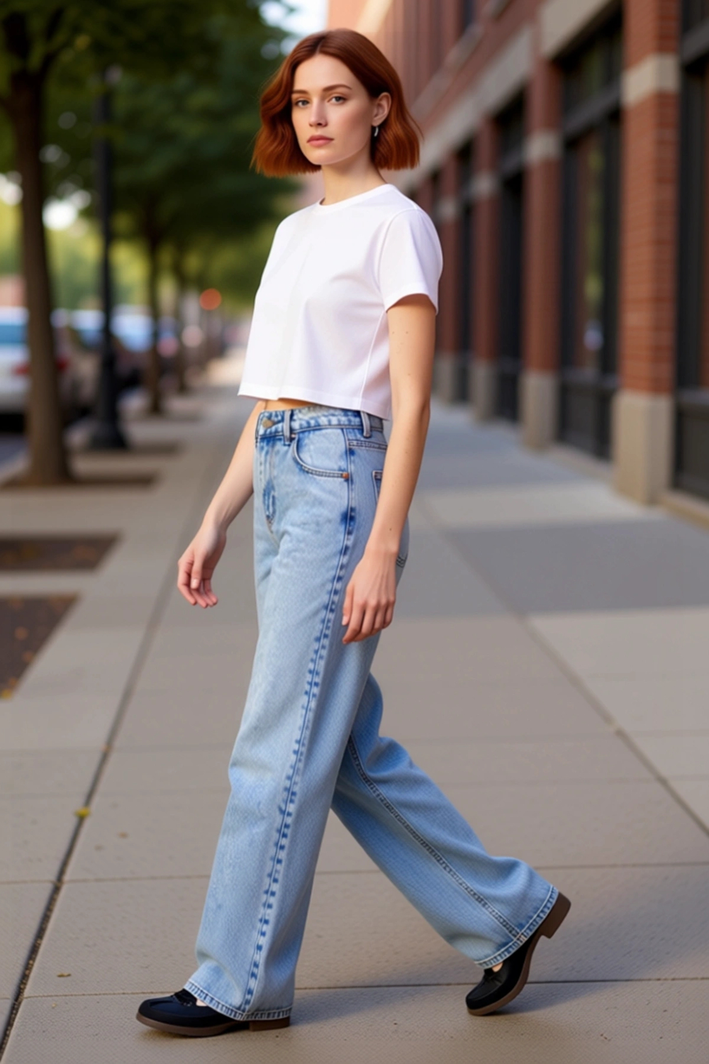 Kadın Açık Denim Wide Leg Pantolon Yüksek Bel Fonksiyonel Dayanıklı Kaliteli Konforlu Spor