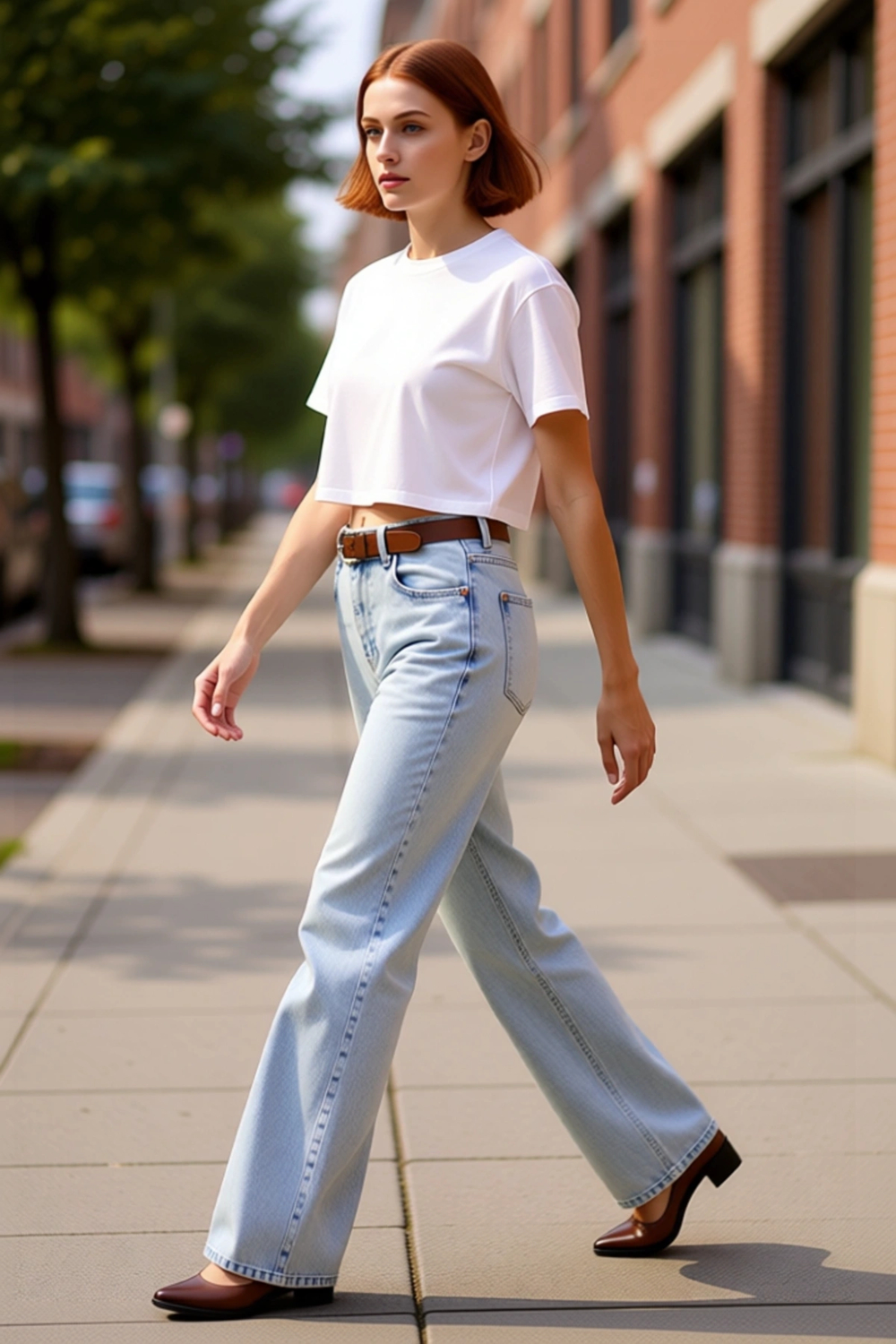 Kadın Açık Wide Leg Kemerli Denim Pantolon Fonksiyonel Dayanıklı Kaliteli Konforlu Estetik