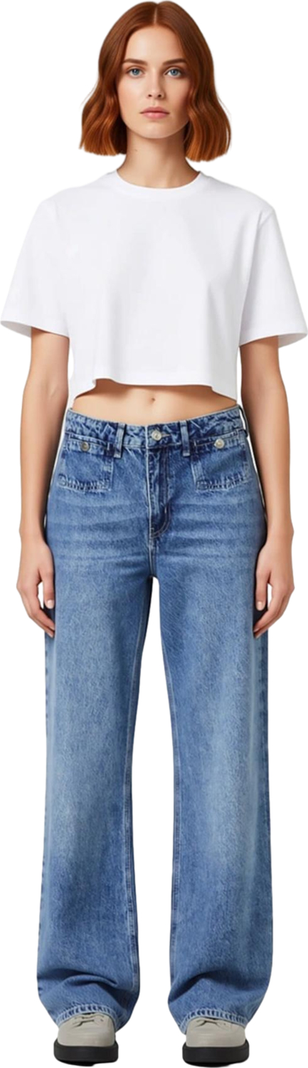Cool & Comfort Kadın Wide Leg Denim Pantolon Cep Detaylı Fonksiyonel Dayanıklı Kaliteli Şık