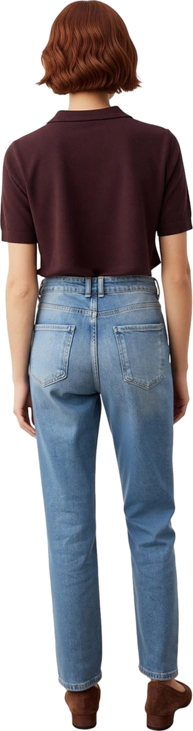 Kadın Açık Yüksek Bel Düz Kesim Denim Pantolon Fonksiyonel Dayanıklı Kaliteli Konforlu Şık