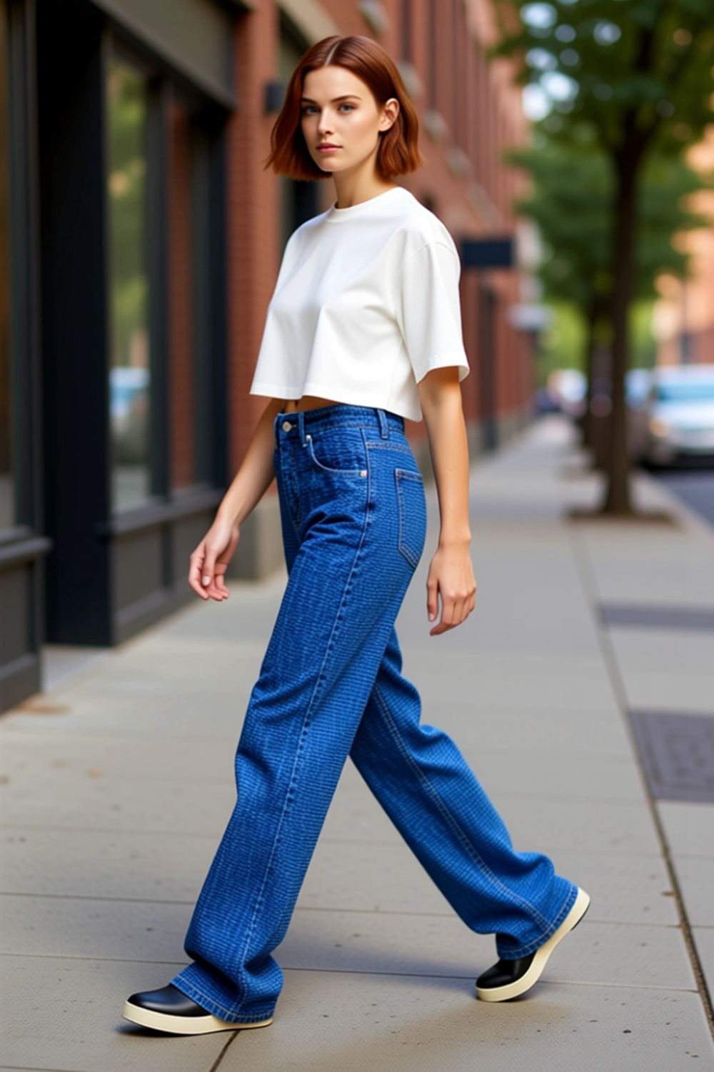 Kadın Dokulu Wide Leg Denim Pantolon Fonksiyonel Dayanıklı Kaliteli Konforlu Estetik Rahat