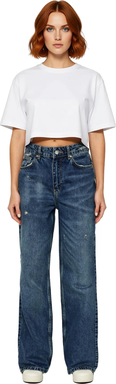 Kadın Yırtıklı Wide Leg Denim Pantolon Fonksiyonel Dayanıklı Kaliteli Konforlu Estetik Şık