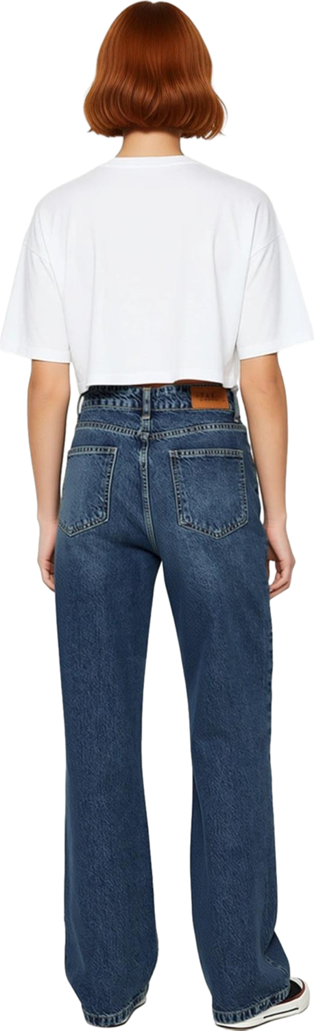 Kadın Yırtıklı Wide Leg Denim Pantolon Fonksiyonel Dayanıklı Kaliteli Konforlu Estetik Şık