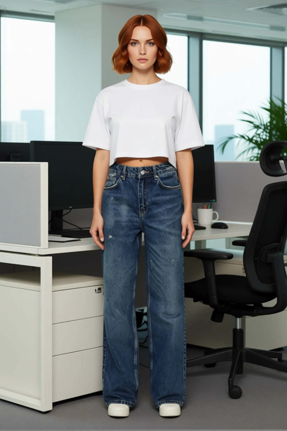 Kadın Yırtıklı Wide Leg Denim Pantolon Fonksiyonel Dayanıklı Kaliteli Konforlu Estetik Şık