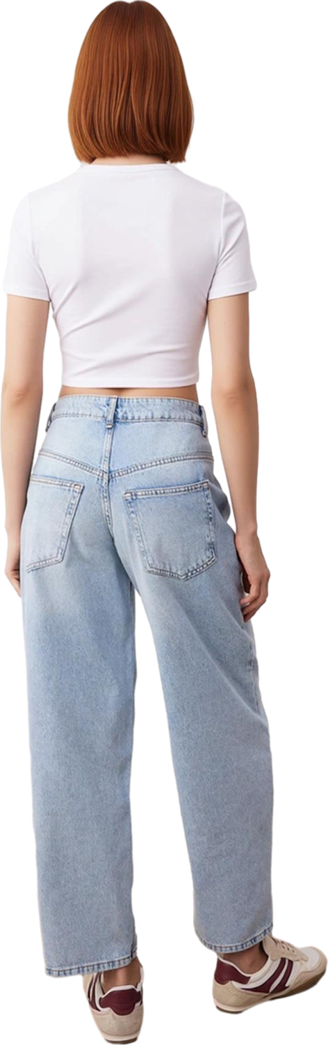 Kadın Açık Relaxed Fit Denim Pantolon Fonksiyonel Dayanıklı Kaliteli Konforlu Estetik Spor