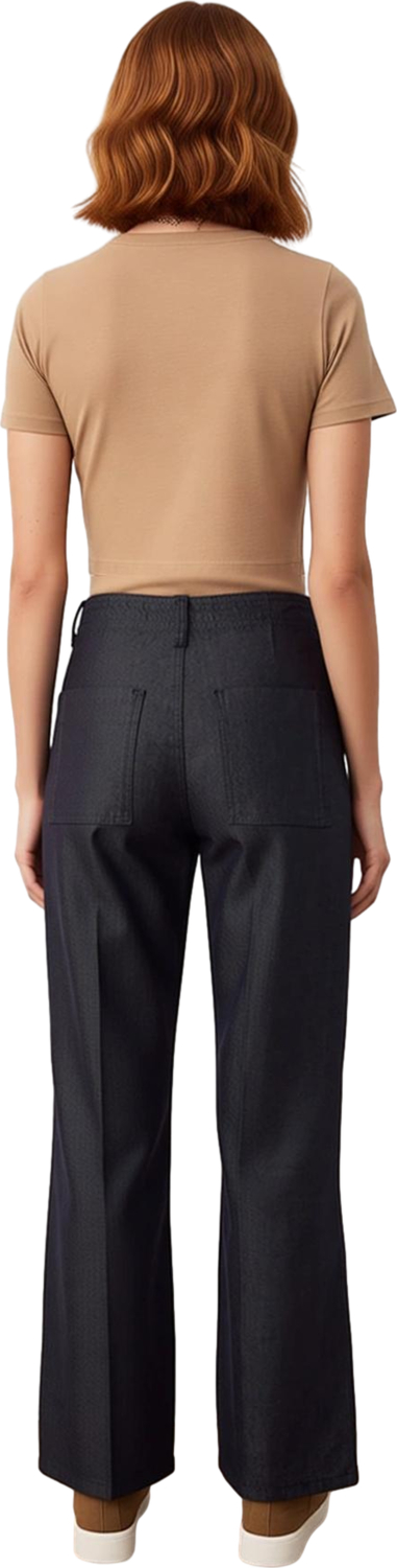 Kadın Koyu Yüksek Bel Düz Kesim Denim Pantolon Fonksiyonel Dayanıklı Kaliteli Konforlu Şık