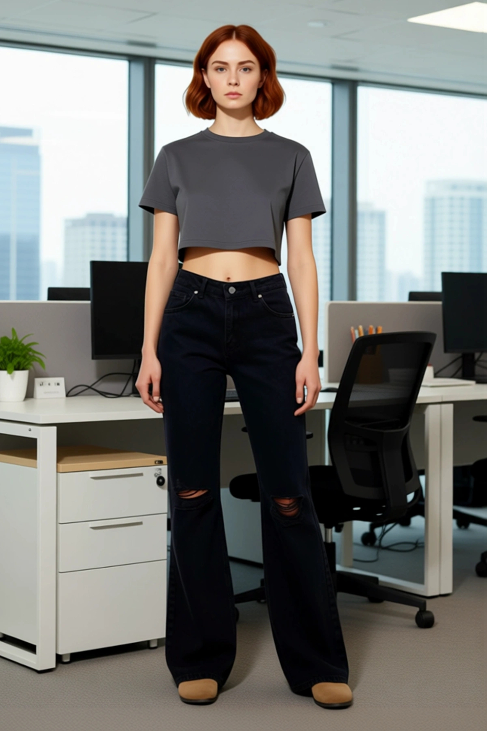 Kadın Wide Leg Denim Pantolon Yırtık Detaylı Fonksiyonel Dayanıklı Kaliteli Konforlu Rahat
