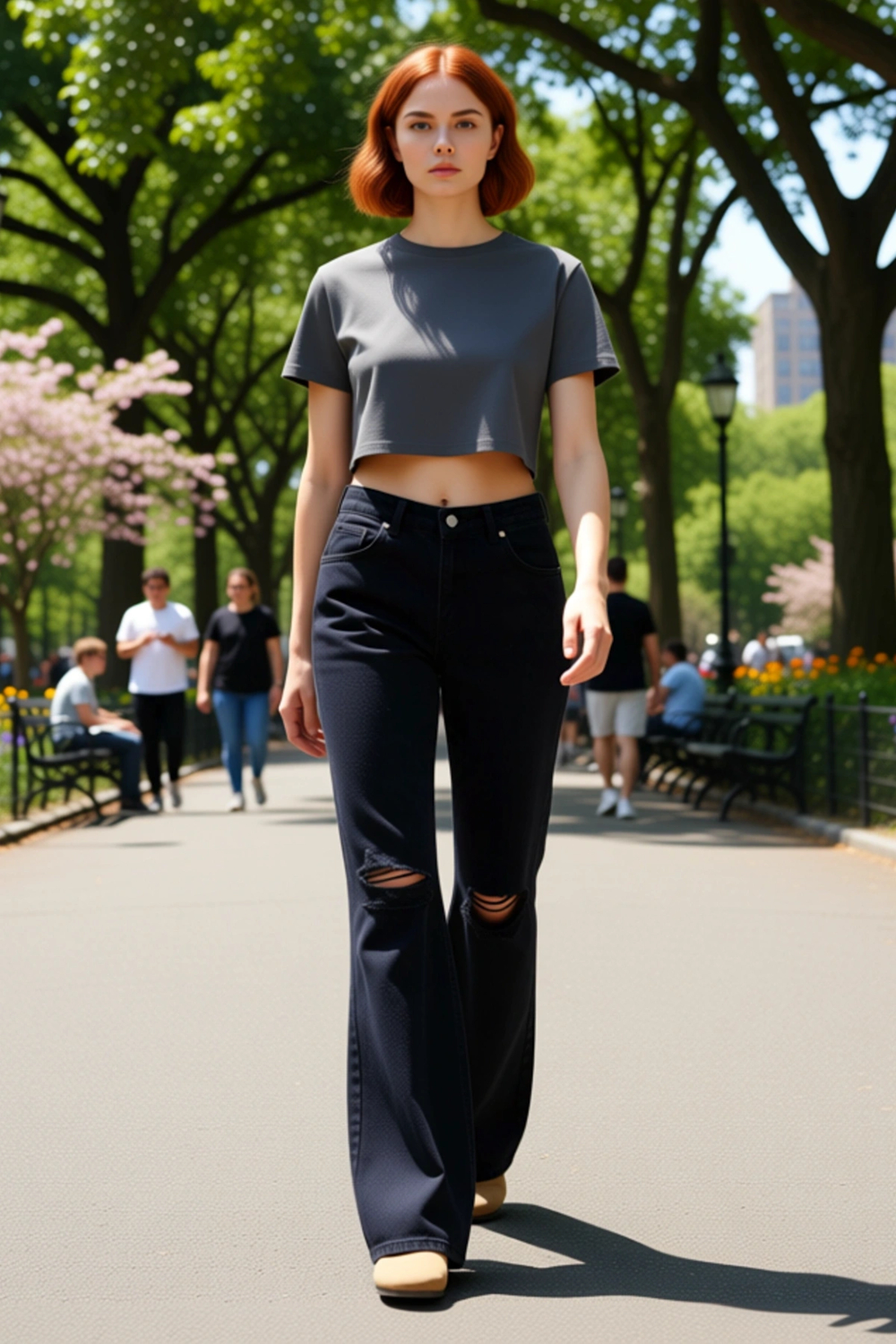 Kadın Wide Leg Denim Pantolon Yırtık Detaylı Fonksiyonel Dayanıklı Kaliteli Konforlu Rahat