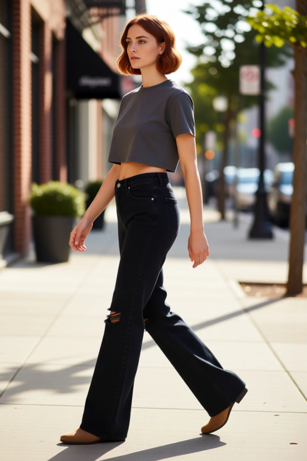 Kadın Wide Leg Denim Pantolon Yırtık Detaylı Fonksiyonel Dayanıklı Kaliteli Konforlu Rahat