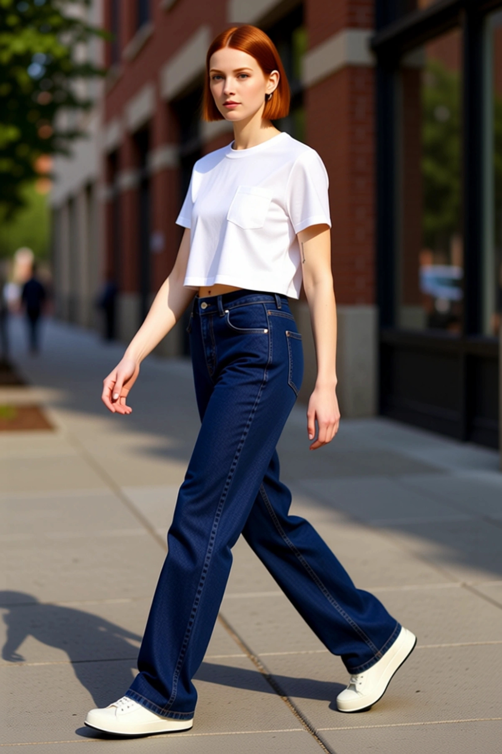 Kadın Koyu Yüksek Bel Straight Kesim Denim Pantolon Fonksiyonel Dayanıklı Kaliteli Estetik