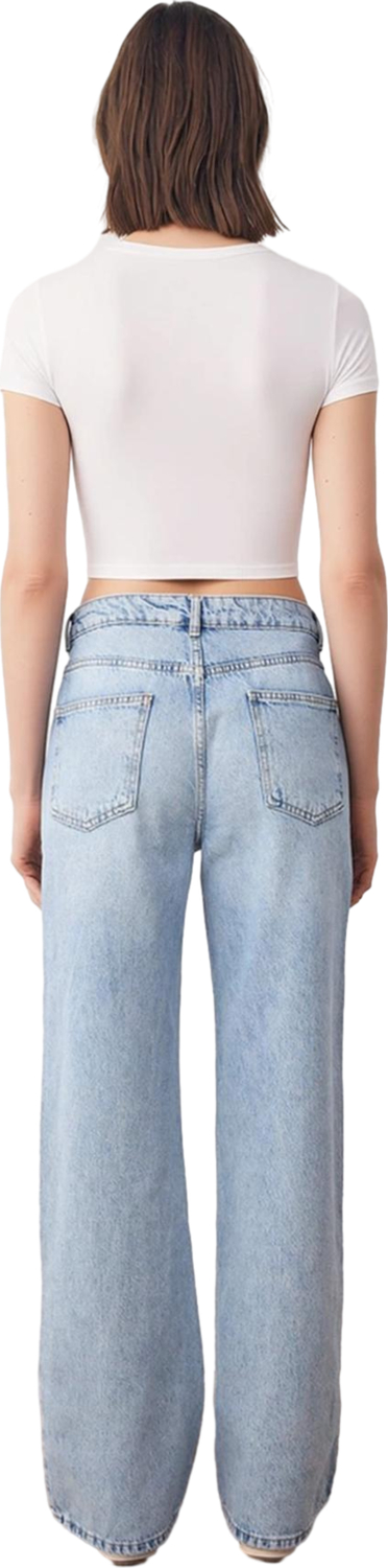 Kadın Moda Geniş Paça Yüksek Bel Kot Pantolon Fonksiyonel Dayanıklı Kaliteli Konforlu Spor