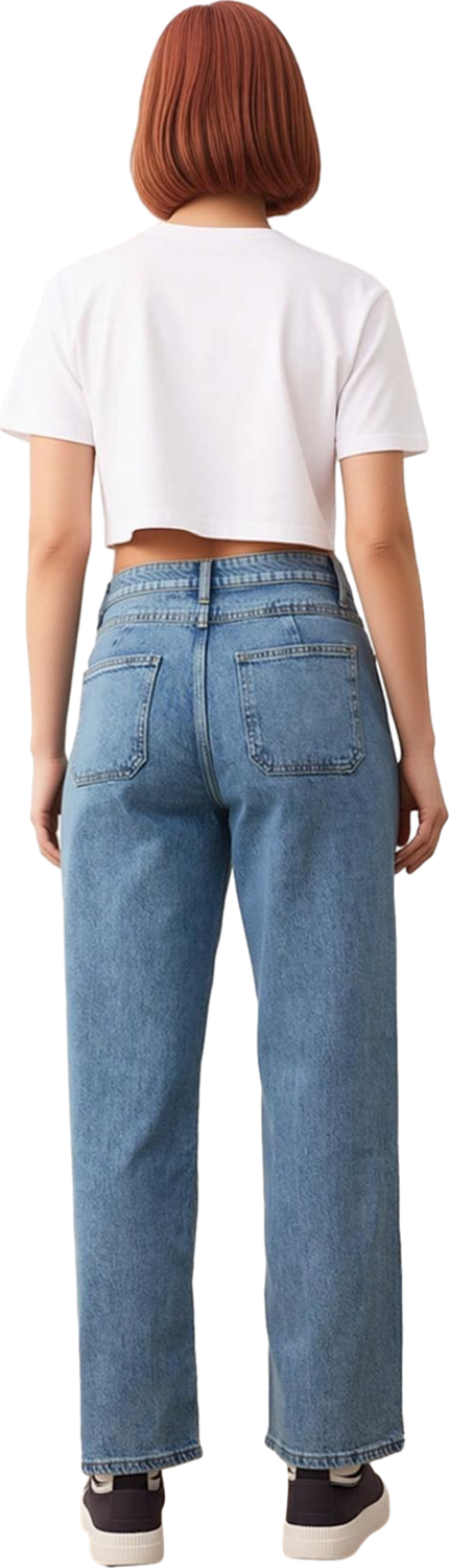 Kadın Comfort Straight Denim Pantolon Yüksek Bel Fonksiyonel Dayanıklı Kaliteli Konforlu Şık