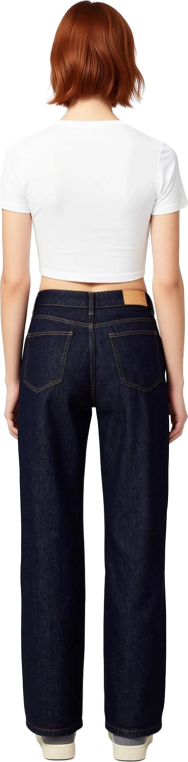 Kadın Düz Koyu Wide Leg Jean Yüksek Bel Dikiş Detaylı Fonksiyonel Dayanıklı Kaliteli Rahat