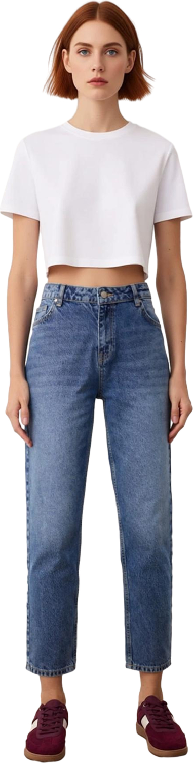 Kadın Yüksek Bel Geniş Paça Denim Pantolon Fonksiyonel Dayanıklı Kaliteli Konforlu Estetik