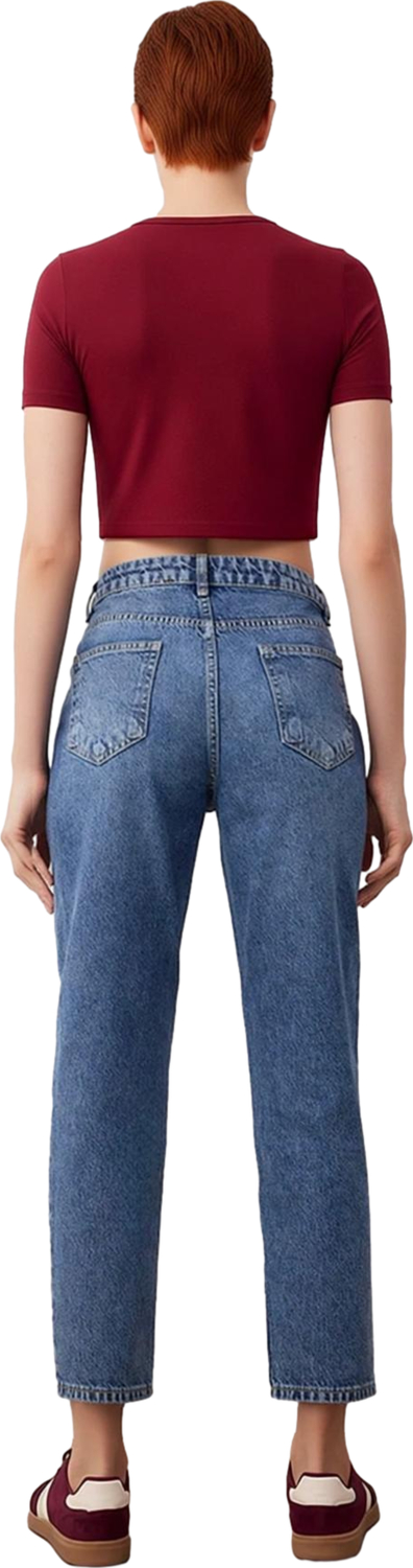 Kadın Yüksek Bel Geniş Paça Denim Pantolon Fonksiyonel Dayanıklı Kaliteli Konforlu Estetik