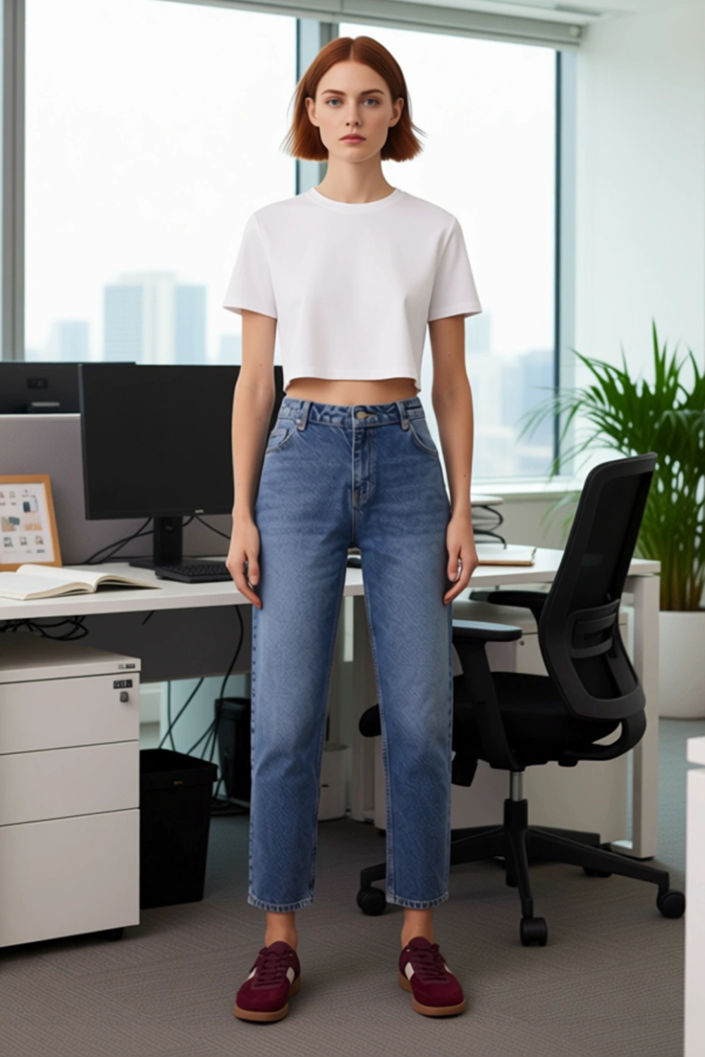 Kadın Yüksek Bel Geniş Paça Denim Pantolon Fonksiyonel Dayanıklı Kaliteli Konforlu Estetik