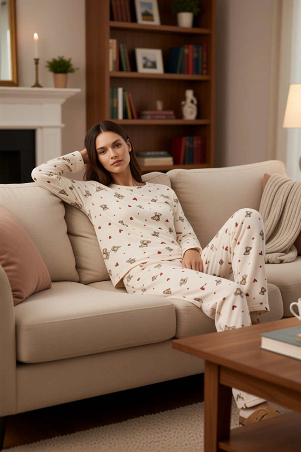 Kışlık Polar Ayıcık Desenli Kadın Pijama Takımı Fonksiyonel Dayanıklı Kaliteli Konforlu Şık